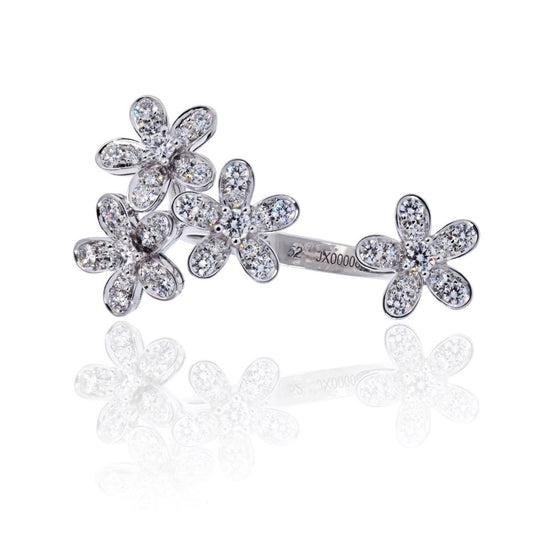 Van Cleef & Arpels 18K White Gold Socrate Between The Finger Diamond Ring