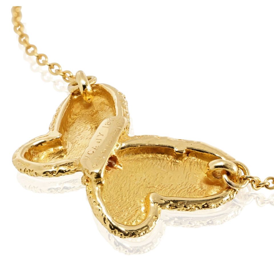 Van Cleef & Arpels 18K Yellow Gold All Gold Vintage Butterfly Necklace