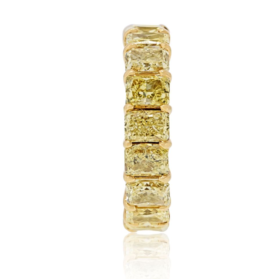 18K Yellow Gold 10.00cttw Fancy Yellow Radiant Cut Wedding Band