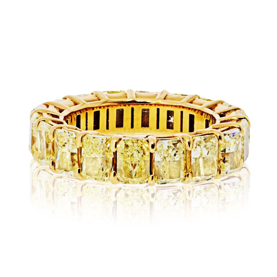 18K Yellow Gold 10.00cttw Fancy Yellow Radiant Cut Wedding Band