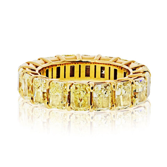 18K Yellow Gold 10.00cttw Fancy Yellow Radiant Cut Wedding Band