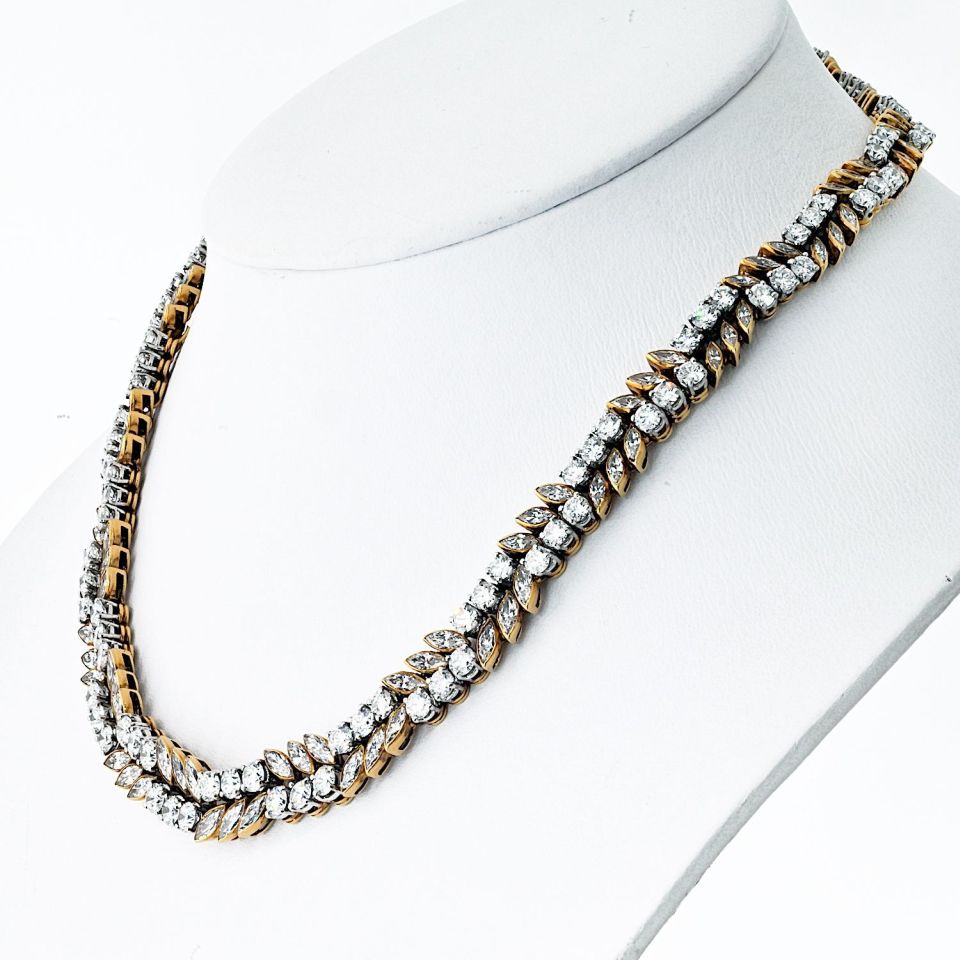 French 18K Yellow Gold 32 carat Diamond Necklace