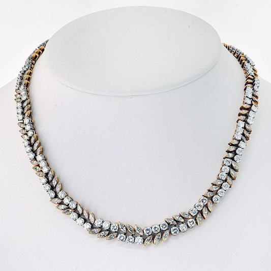 French 18K Yellow Gold 32 carat Diamond Necklace