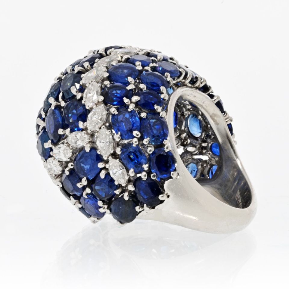 David Webb Platinum Sapphire & Diamonds Ring