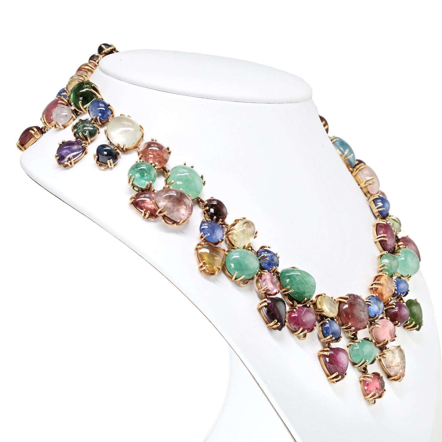 Seaman Schepps Multi Gems 18K Yellow Gold Necklace & Earrings Jewelry Set