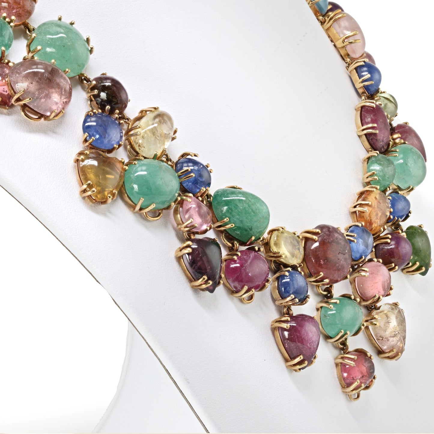Seaman Schepps Multi Gems 18K Yellow Gold Necklace & Earrings Jewelry Set