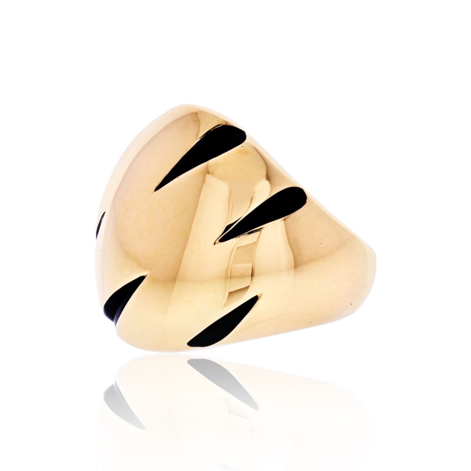 Cartier 18K Yellow Gold Panthere Claw Black Lacquer Ring