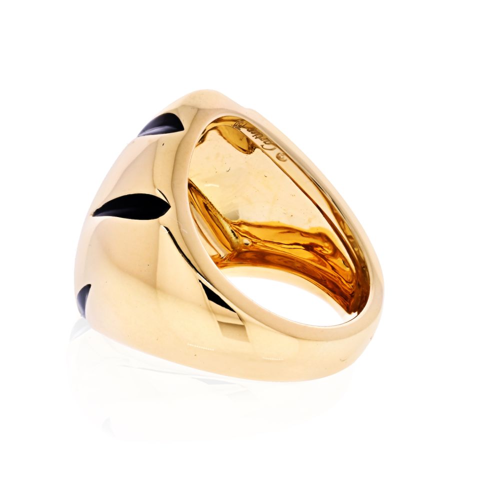 Cartier 18K Yellow Gold Panthere Claw Black Lacquer Ring