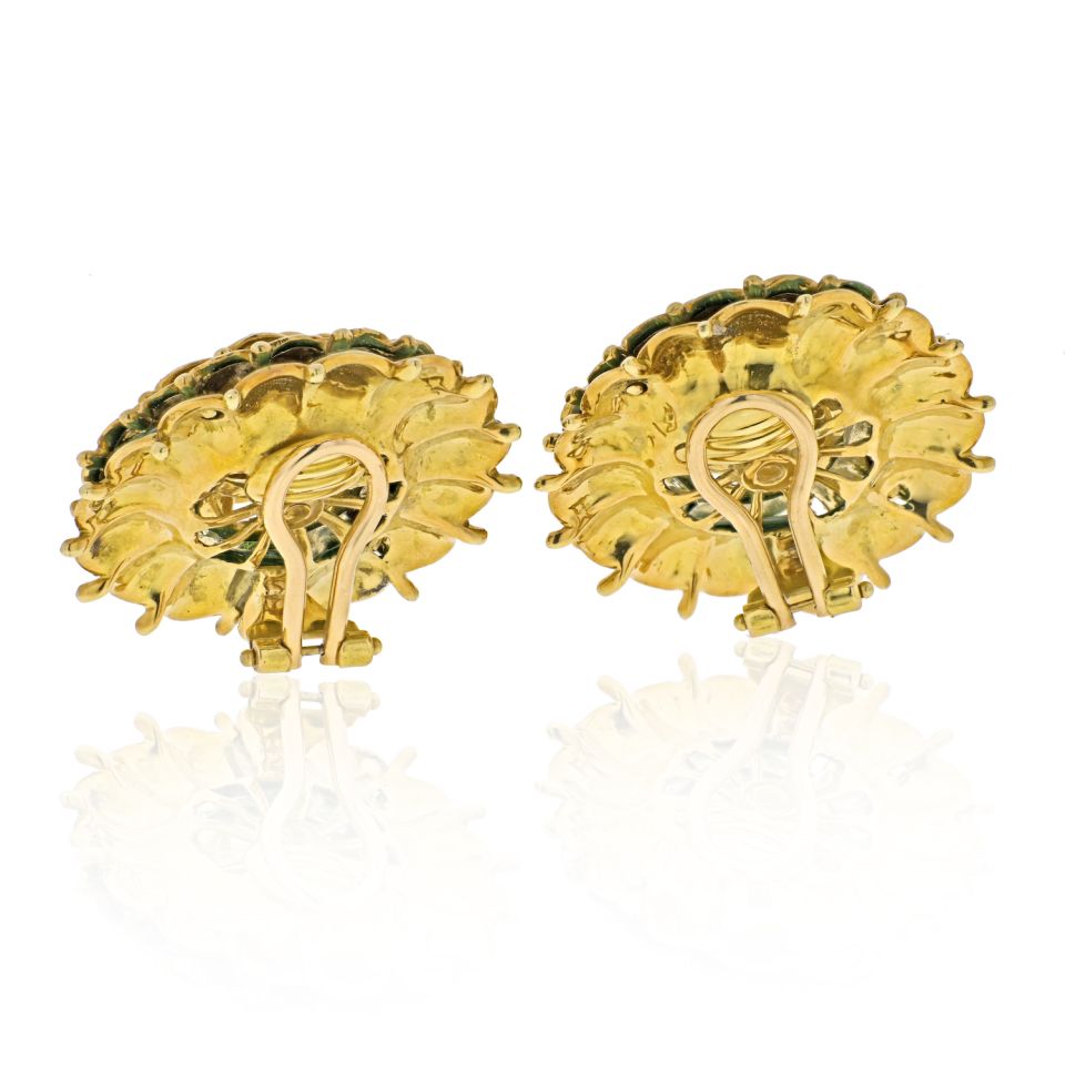 Tiffany 18K Yellow Gold  Vintage Flower Earrings