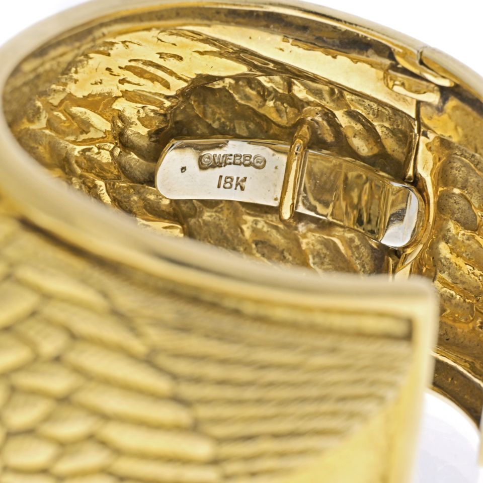 David Webb 18K Yellow Gold Double Head Eagle Cuff Bracelet