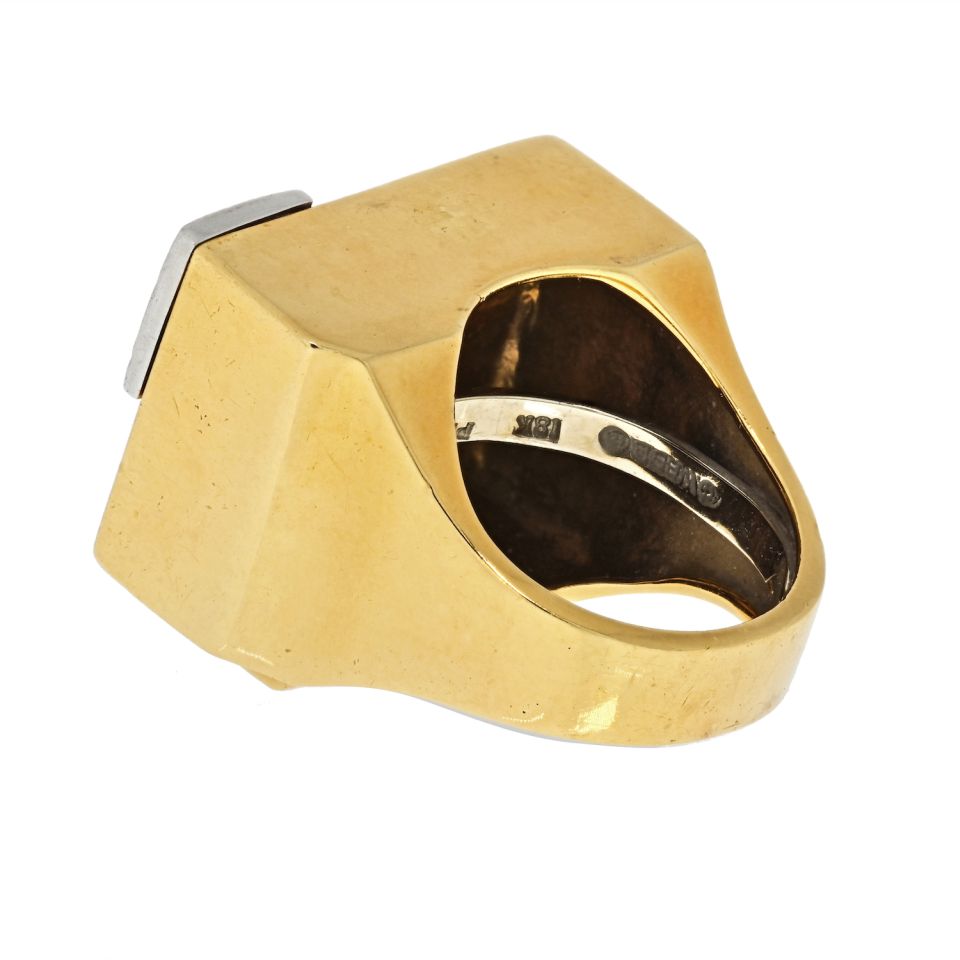 David Webb Black Enamel And Diamond Articulated Ring
