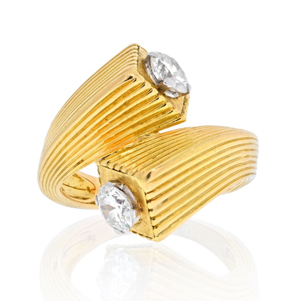 Kutchinsky 18K Yellow Gold Toi Et Moi Diamond 1.60cts Ring