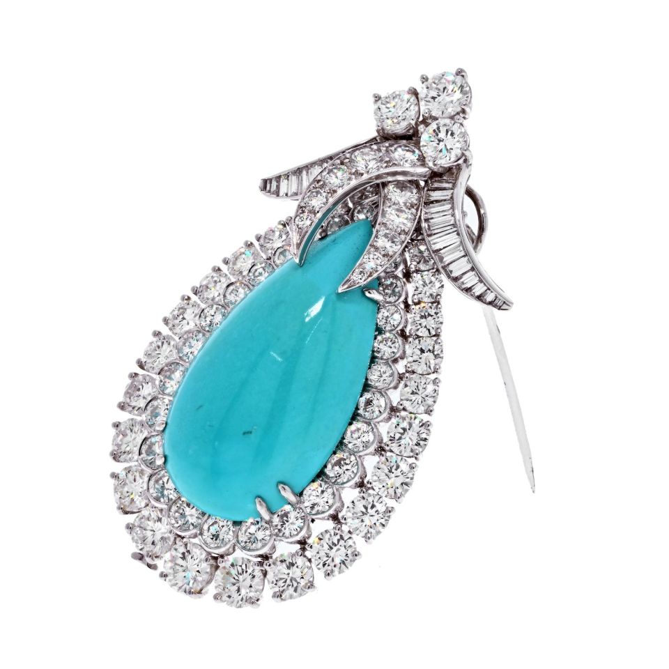 David Webb Platinum Turquoise And Diamond Necklace