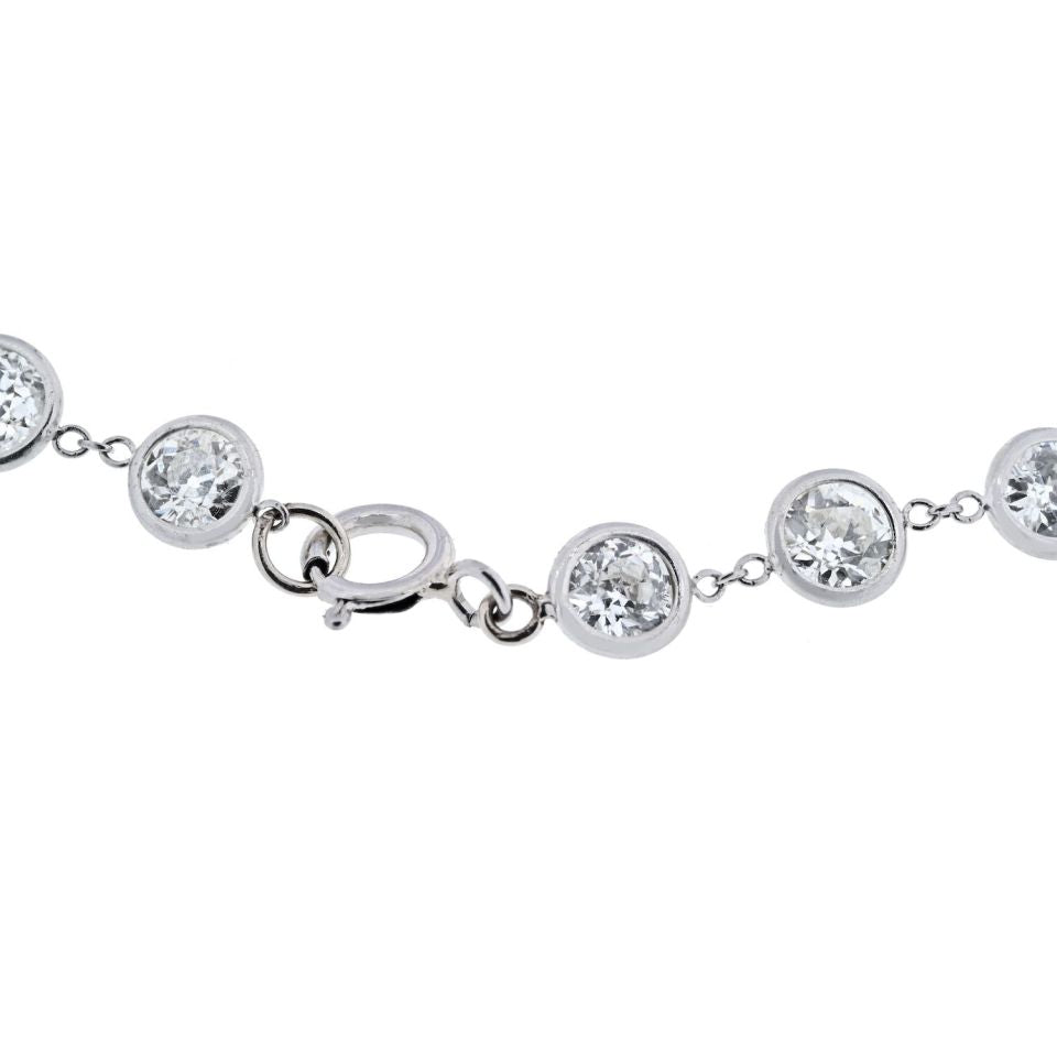 Platinum 13.50cts Round Cut Diamond By The Yard Necklace