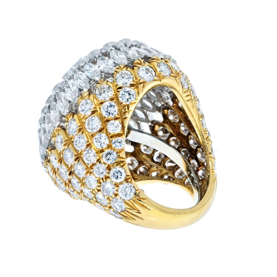 David Webb Platinum & 18K Gold 14.08cttw Diamond Cluster Ring