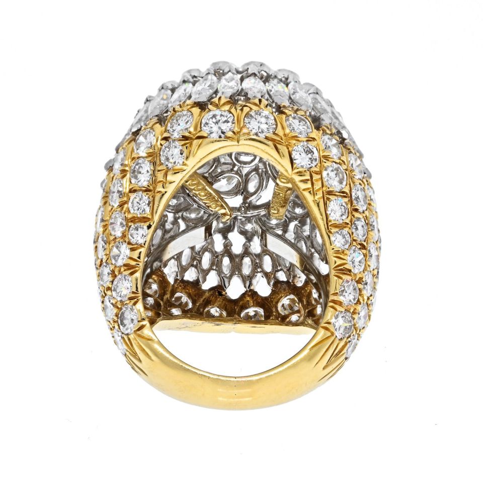 David Webb Platinum & 18K Gold 14.08cttw Diamond Cluster Ring