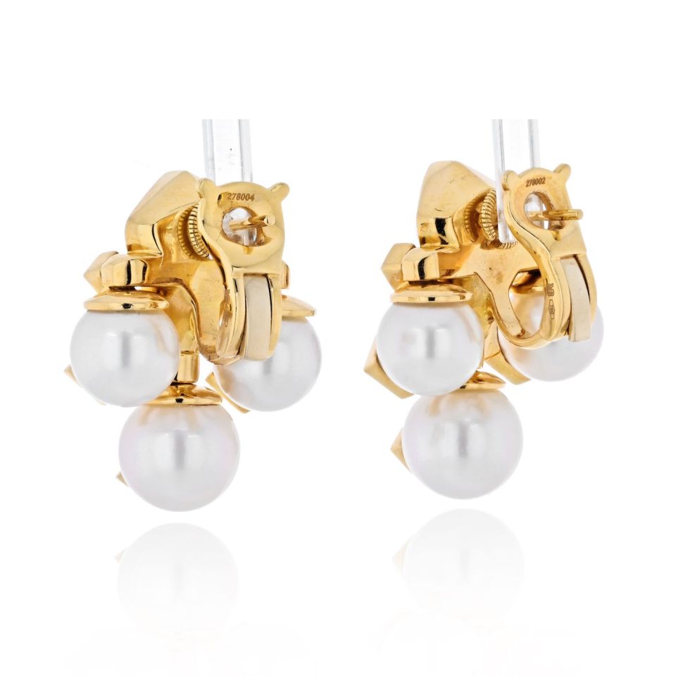 Marina B. 18K Yellow Gold Pearl, Multicolor, Topaz, Gemmy Earrings