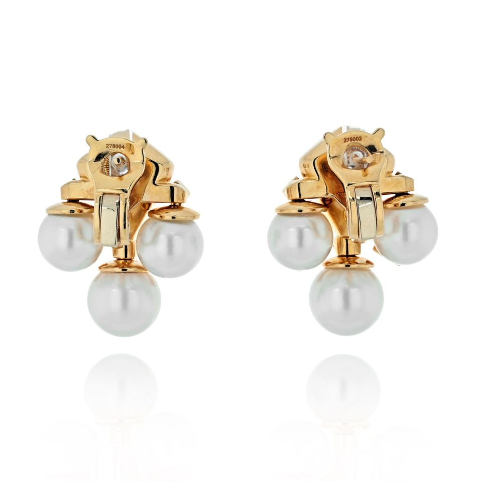 Marina B. 18K Yellow Gold Pearl, Multicolor, Topaz, Gemmy Earrings