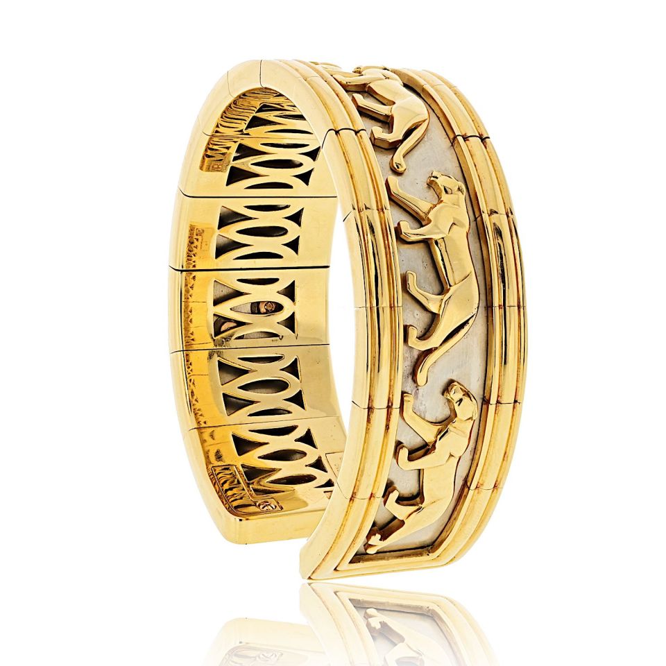 Cartier 18K Yellow Gold Walking Panthere Bracelet