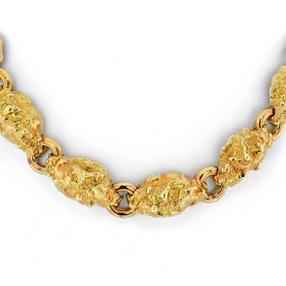 David Webb Platinum & 18K Yellow Gold Nugget Link Necklace