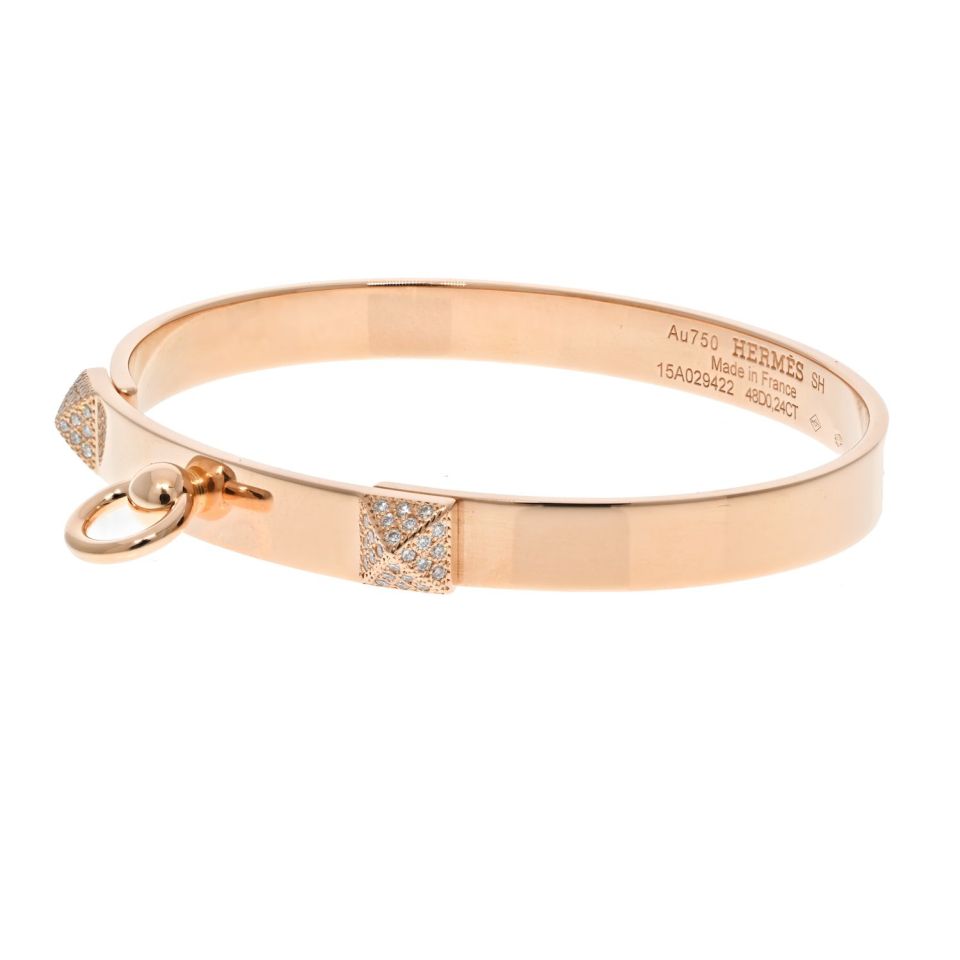 Hermes 18K Rose Gold Collier De Chien Bracelet