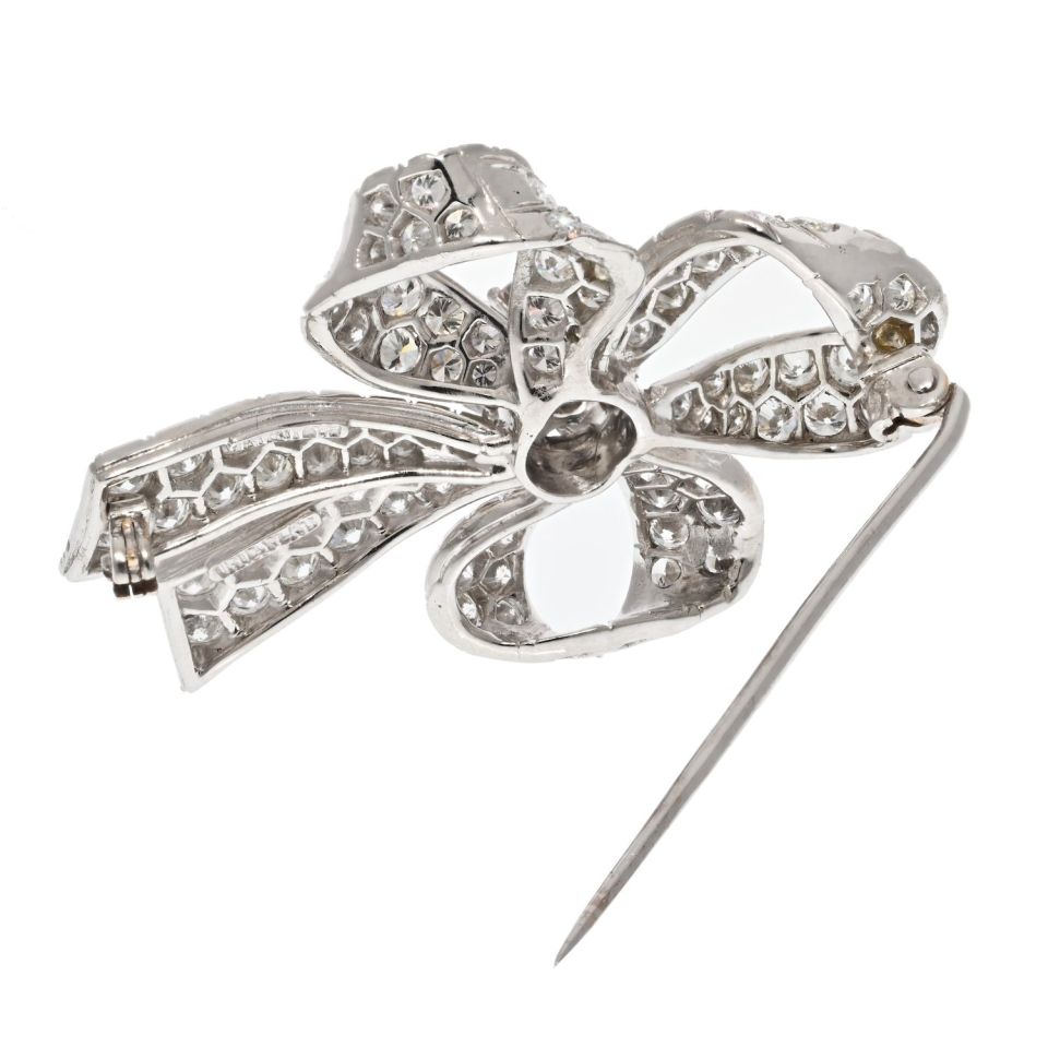 Tiffany & Co. Platinum 6.00 Carat Diamond Bow Ribbon Ladies Brooch