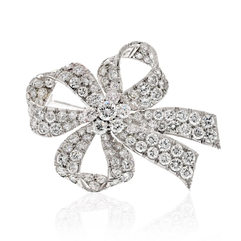 Tiffany & Co. Platinum 6.00 Carat Diamond Bow Ribbon Ladies Brooch