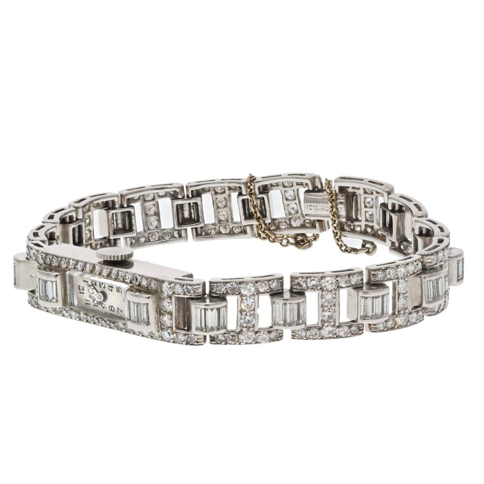 Platinum 6 Carat Vintage Diamond Ladies Watch