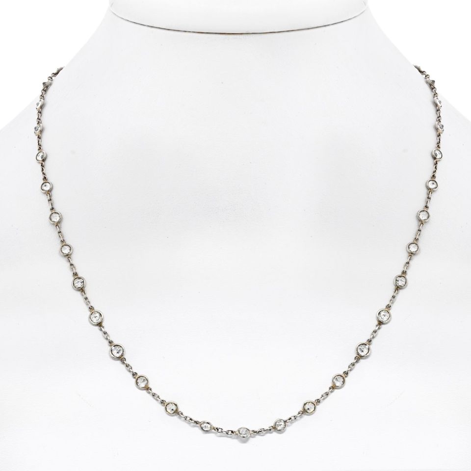 Platinum 7.50cttw Round Cut Diamond 18 Inches Diamonds by the Yard Necklace