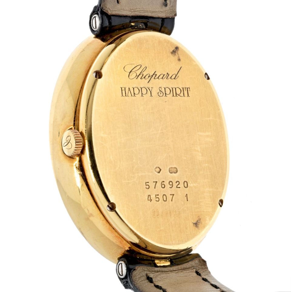 Chopard 18K Yellow Gold Happy Spirit Diamond Mother Of Pearl Ladies Watch