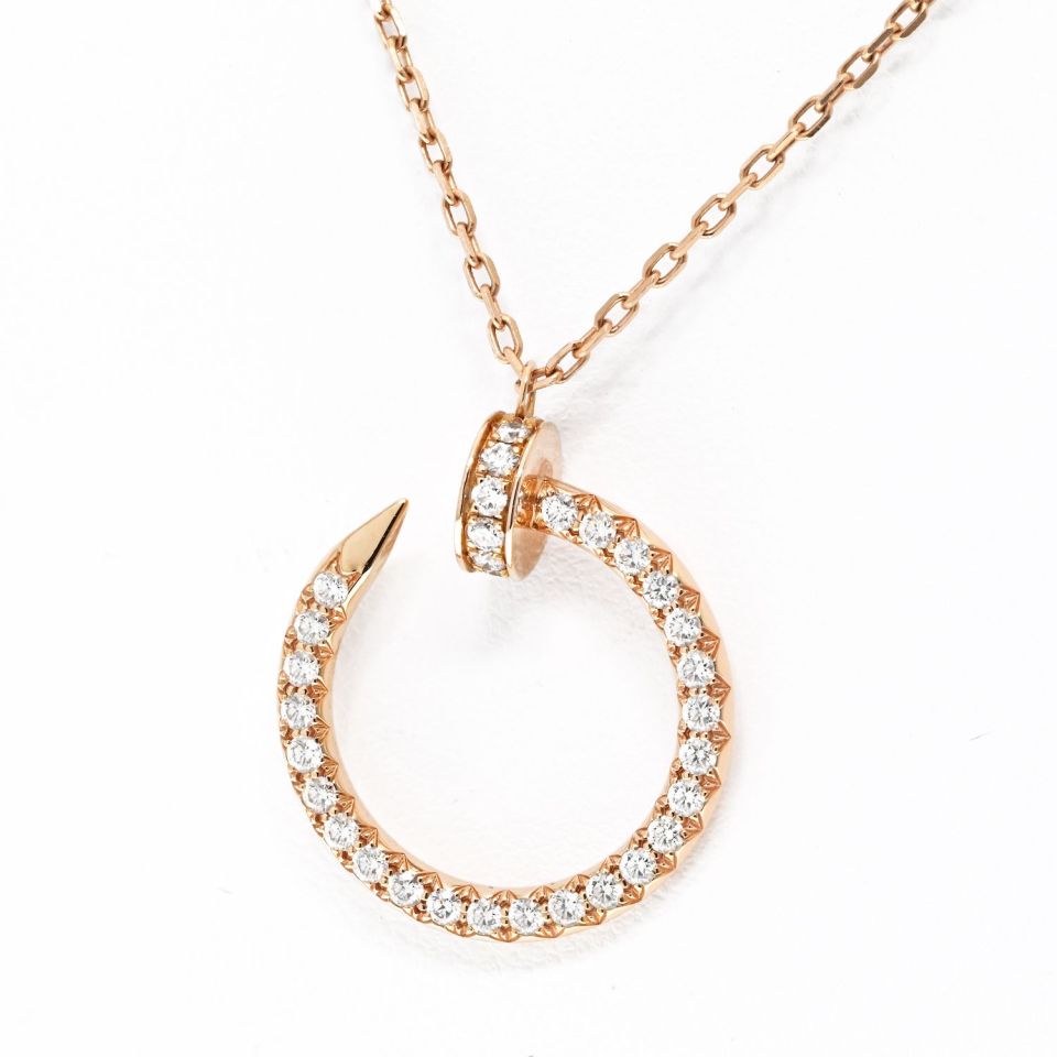 Cartier Juste Un Clou 18K Rose Gold Juste Un Clou Pave Diamond Pendant Necklace
