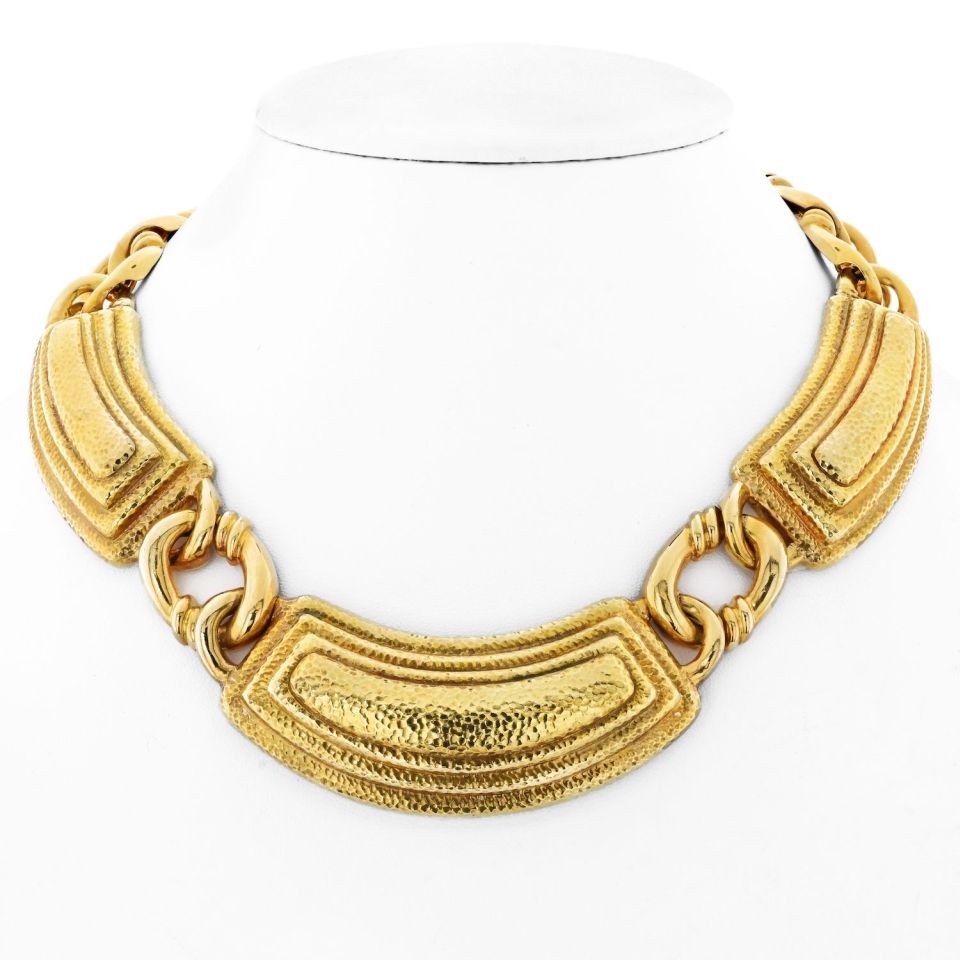 David Webb Platinum & 18K Yellow Gold Ancient World Collection Large Links Necklace