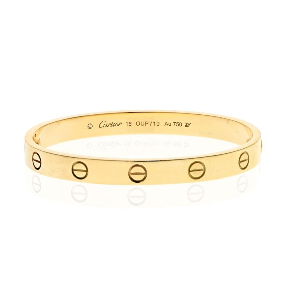 Cartier Love 18K Yellow Gold Love Bangle Size 16 Bracelet