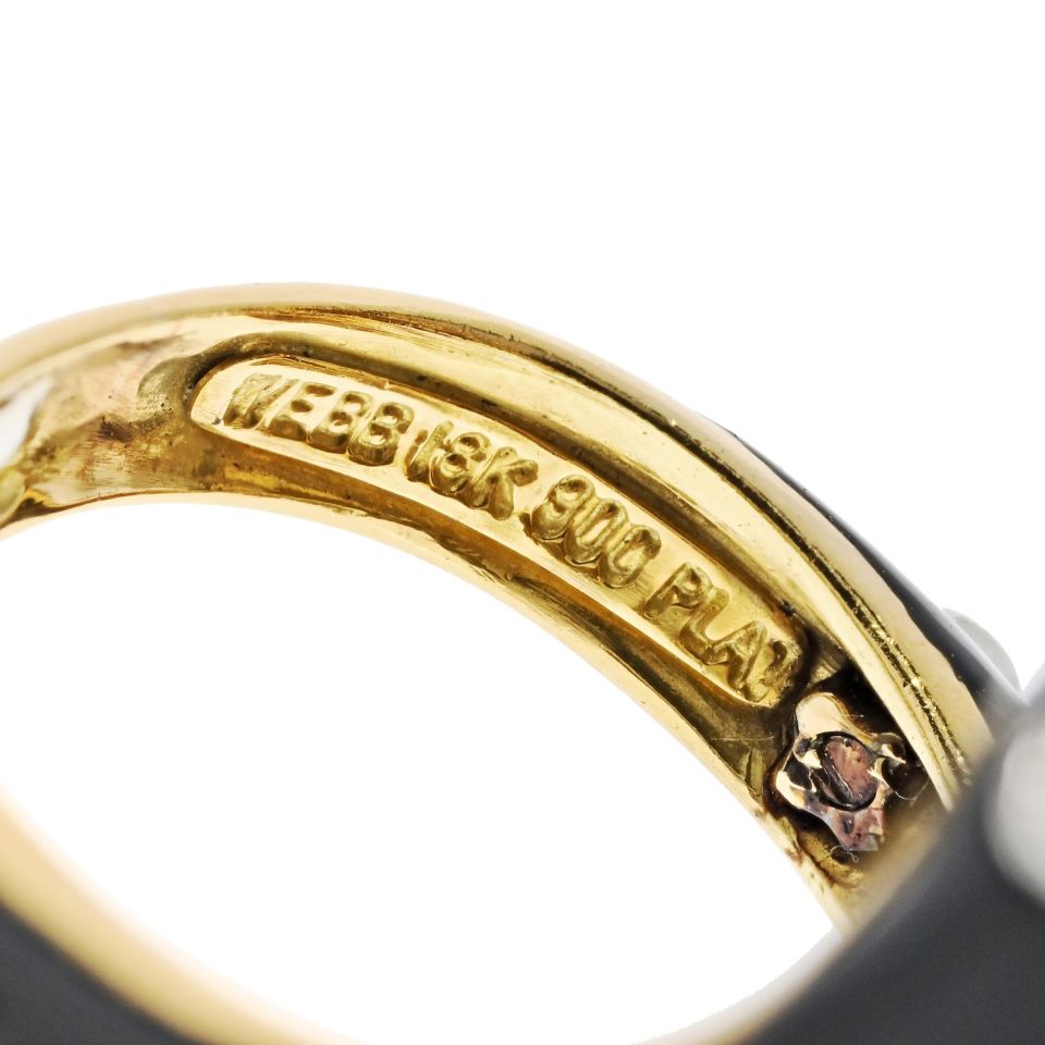 David Webb Platinum & 18K Yellow Gold Black Leopard With Diamond Spots Ring
