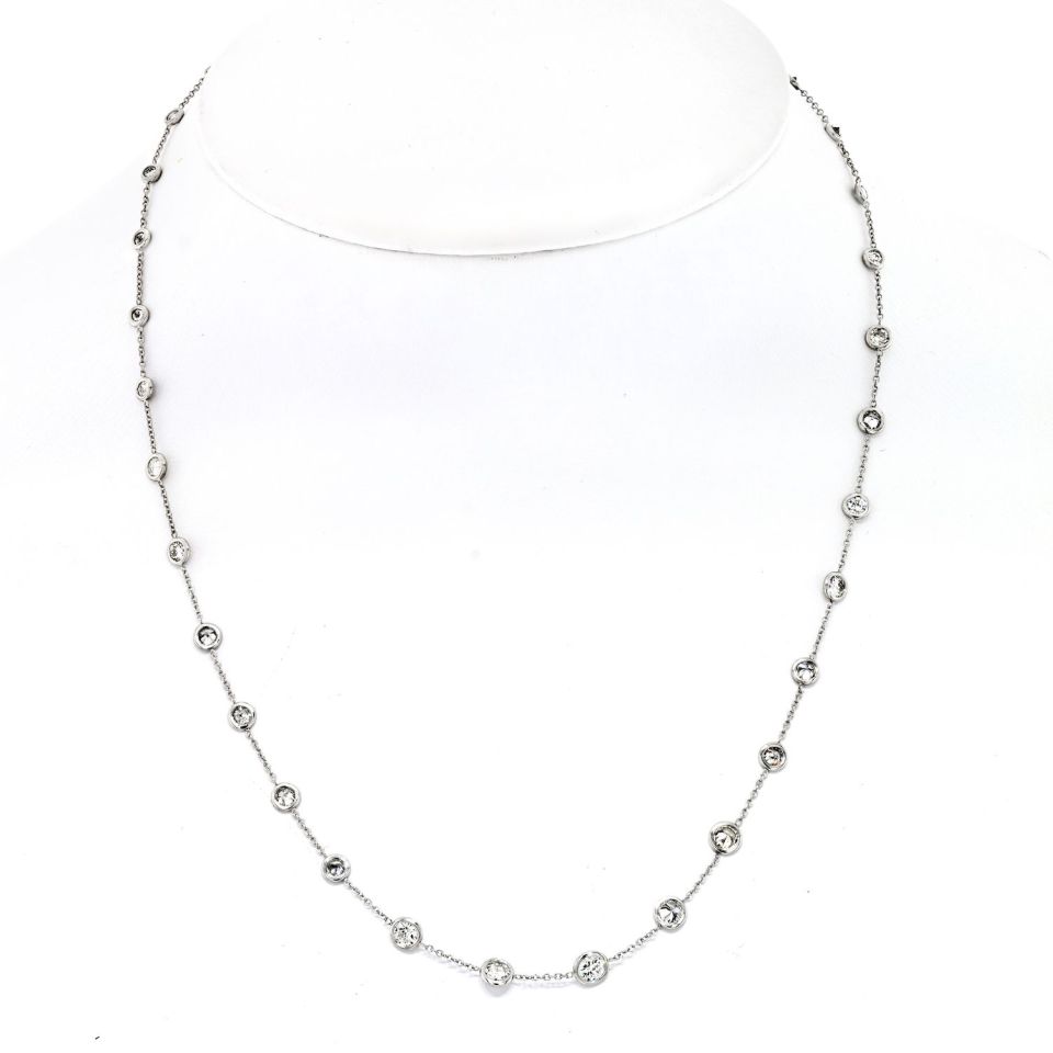 Platinum 3.70cttw Delicate Diamond By The Yard Necklace