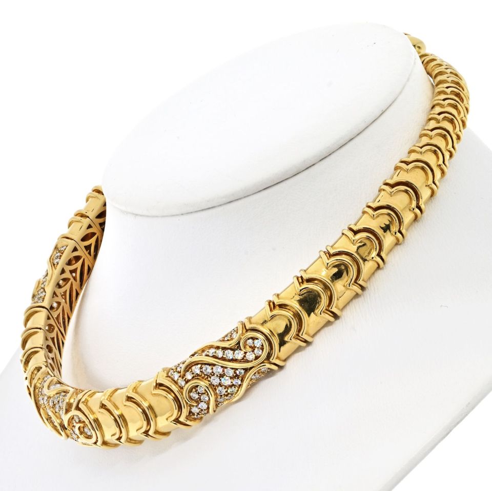 Bvlgari 18K Yellow Gold 5.00cttw Diamond Choker Necklace