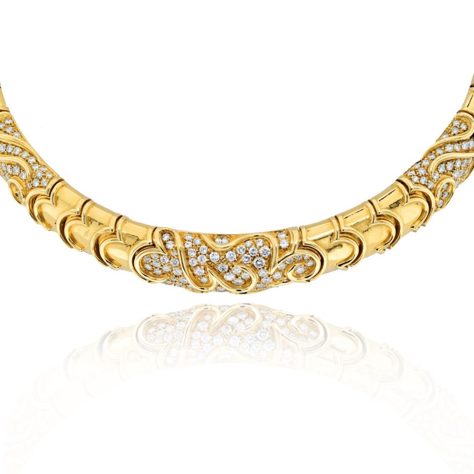 Bvlgari 18K Yellow Gold 5.00cttw Diamond Choker Necklace