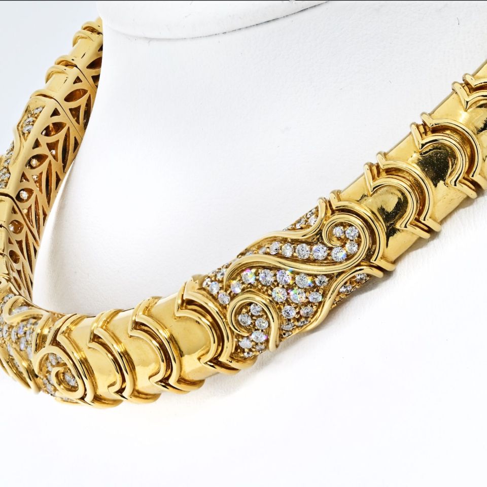 Bvlgari 18K Yellow Gold 5.00cttw Diamond Choker Necklace