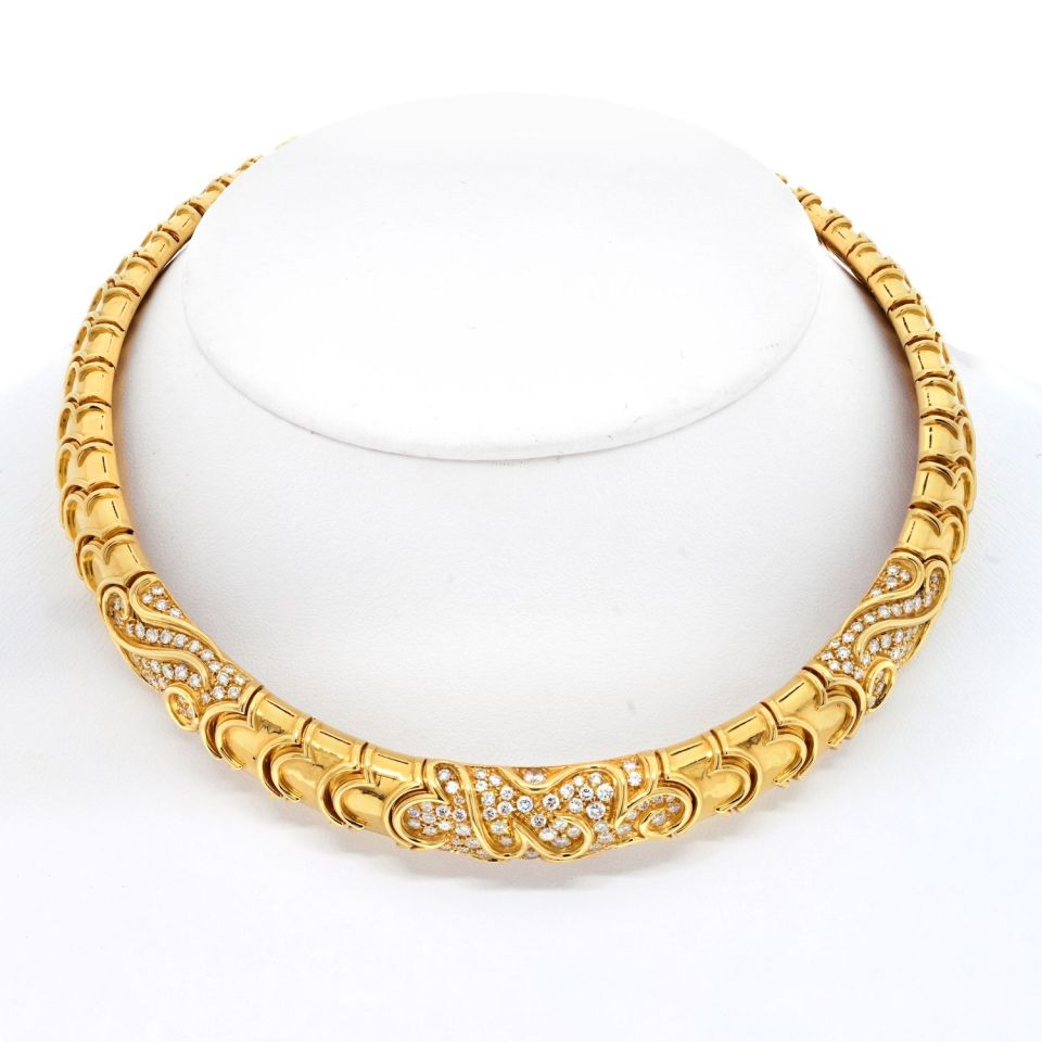 Bvlgari 18K Yellow Gold 5.00cttw Diamond Choker Necklace