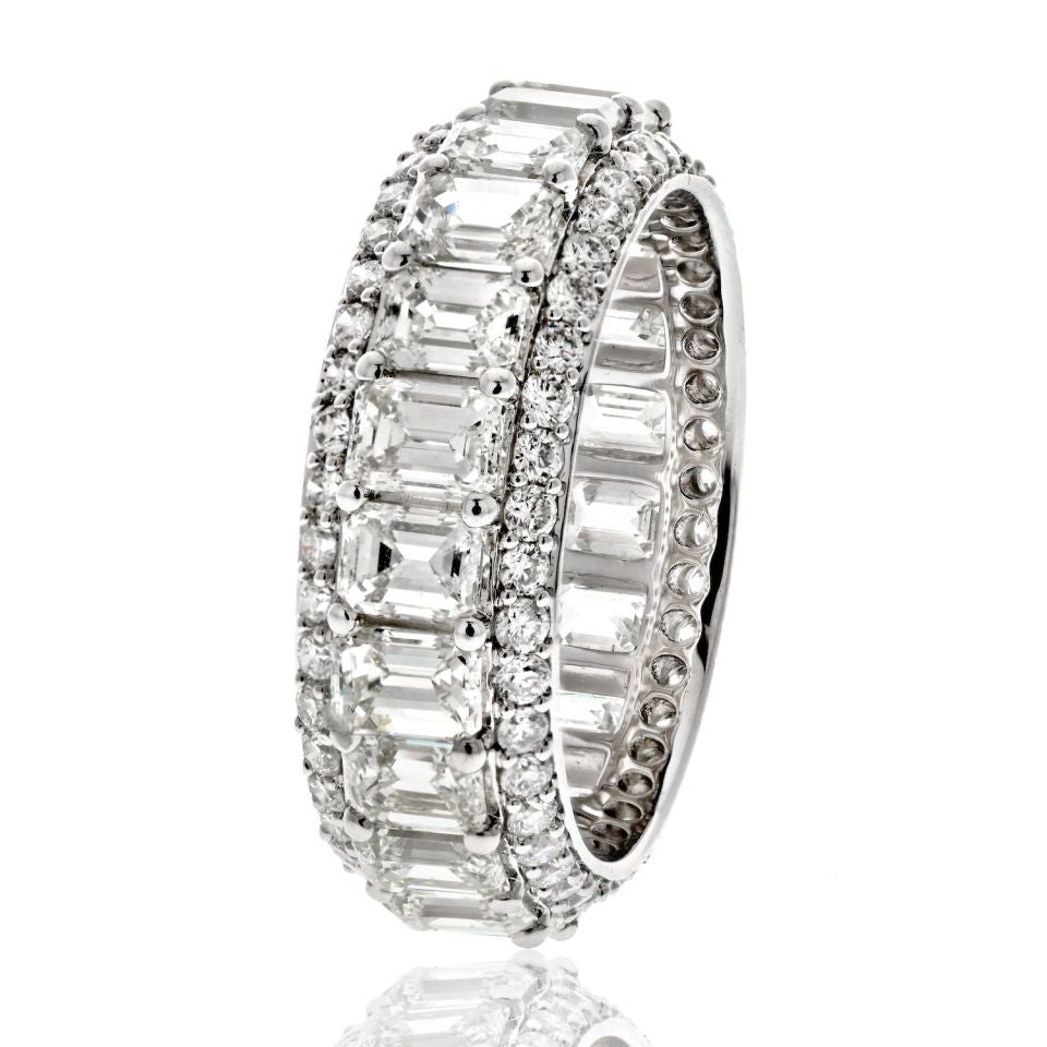 14K White Gold 5.50 cttw Emerald Cut Diamond Eternity Band