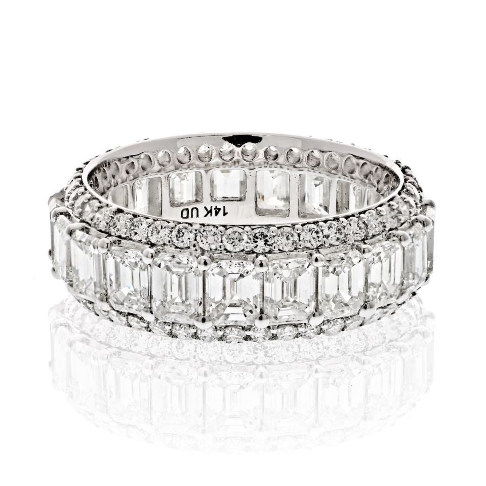 14K White Gold 5.50 cttw Emerald Cut Diamond Eternity Band