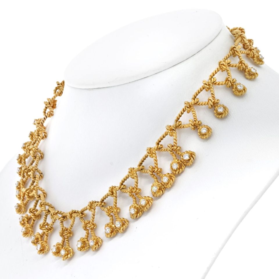 Verdura Platinum & 18K Yellow Gold Regatta Diamond Twist Rope Necklace