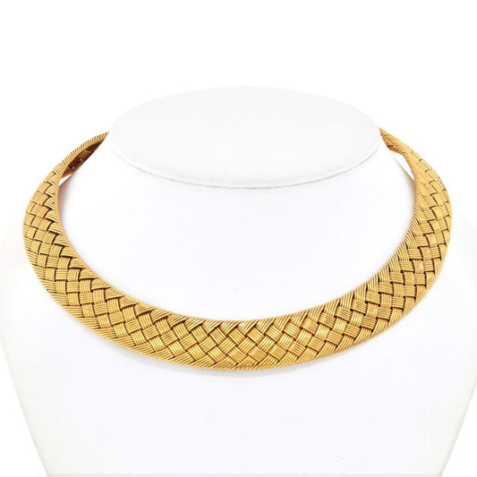 Hermes Woven 18K Yellow Gold Collar Necklace