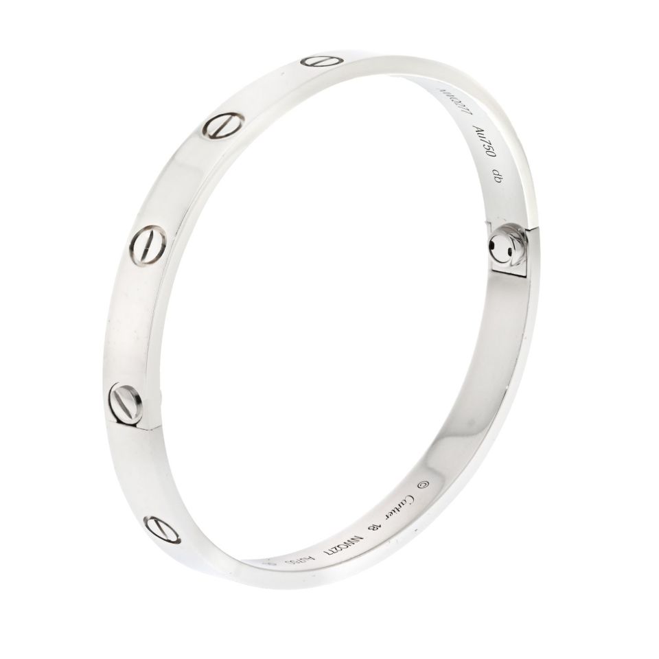 Cartier Love 18K White Gold Love Size 18 Bracelet
