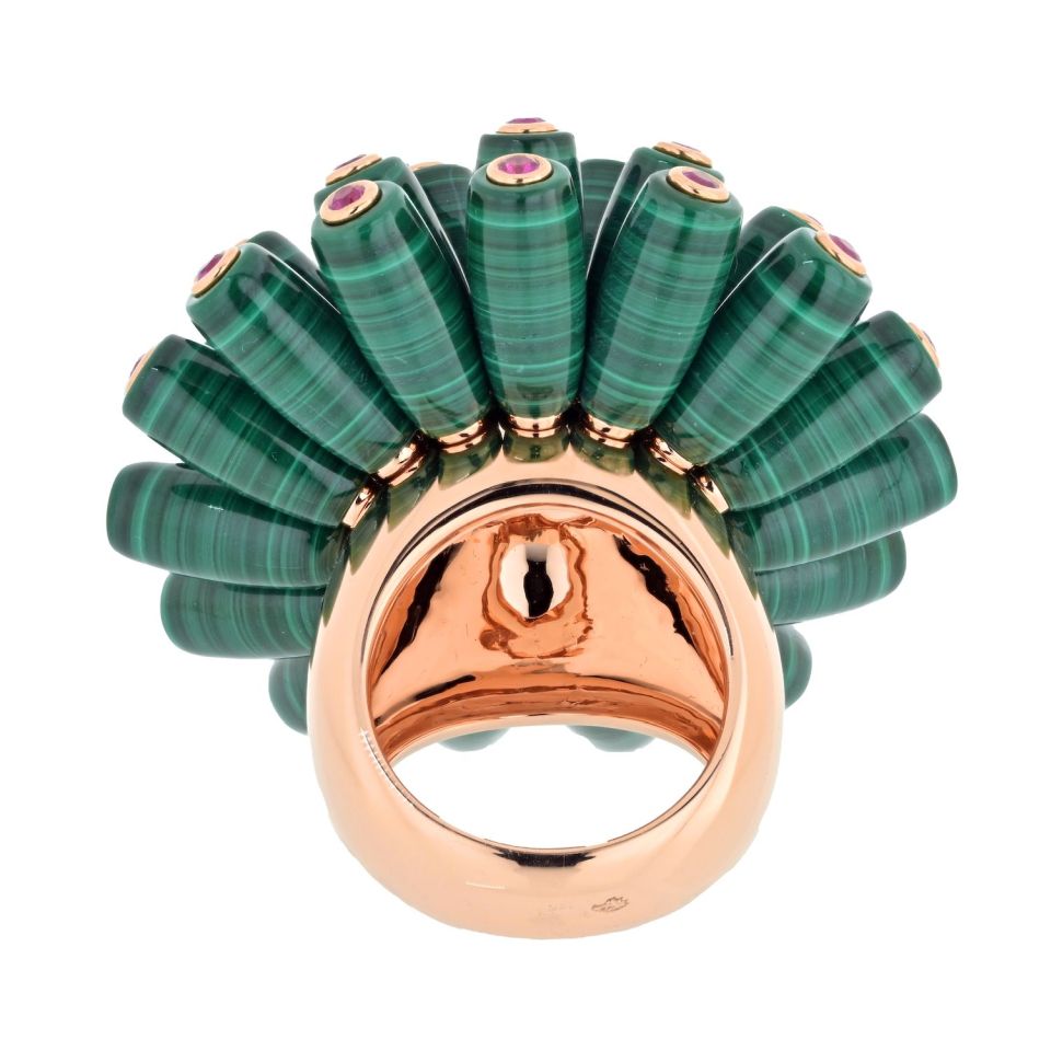 Cartier Nouvelle Vague 18K Rose Gold Nouvelle Vague Malachite Fire Opal Ring
