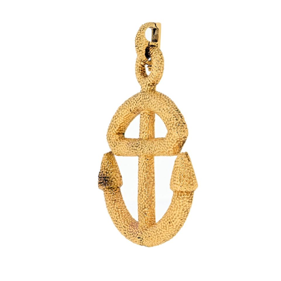 Van Cleef & Arpels 18K Yellow Gold Textured Anchor Pendant