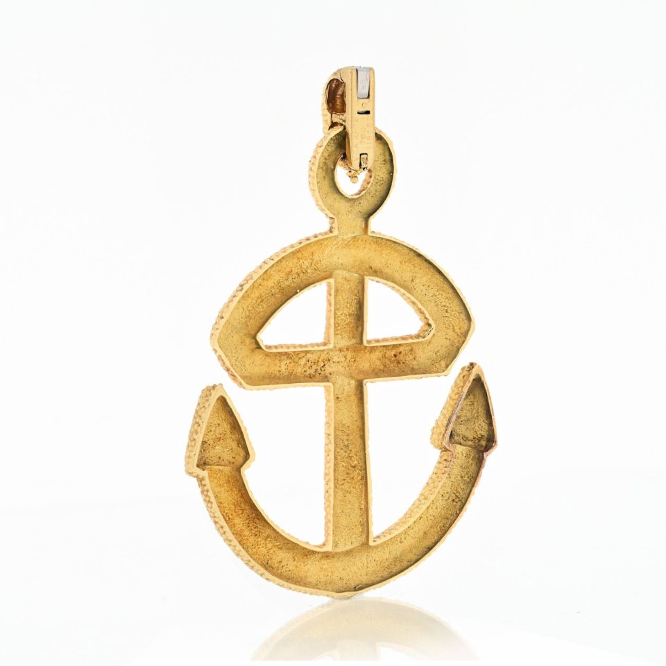 Van Cleef & Arpels 18K Yellow Gold Textured Anchor Pendant