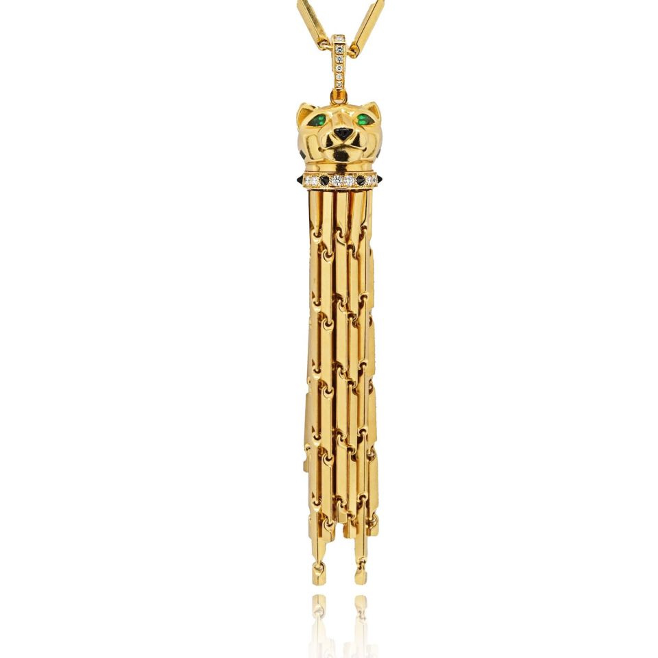 Cartier 18K Yellow Gold Panthere Long Tassel Necklace