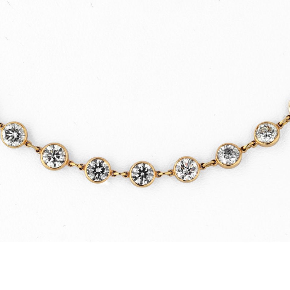 18K Yellow Gold 34 Carat Diamond By The Yard Necklace