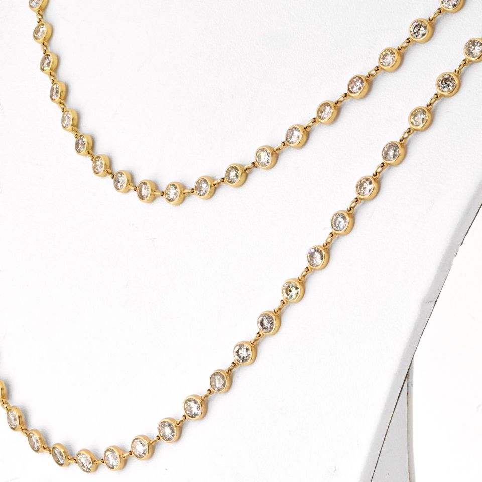 18K Yellow Gold 34 Carat Diamond By The Yard Necklace